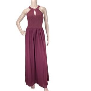 New Dressystar Burgundy Lace Chiffon Sleeveless Bridesmaid Maxi Formal Dress M